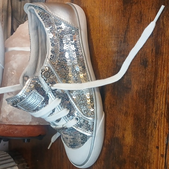 Like New!! COACH Citysole Silver Sequin Sneakers Size 6- 6.5 Women (Store Model) - Picture 4 of 9